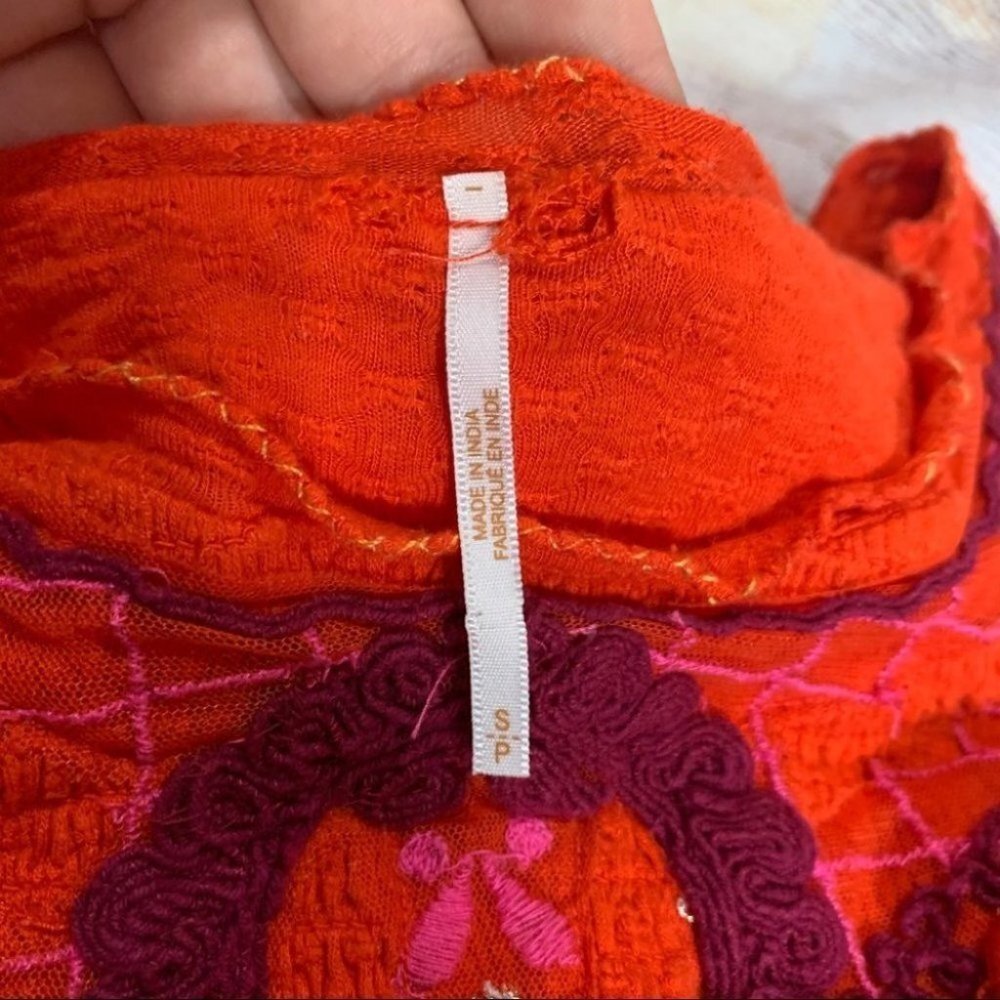 Free People Boho Begonia Red Embroidered Top - Picture 7 of 16